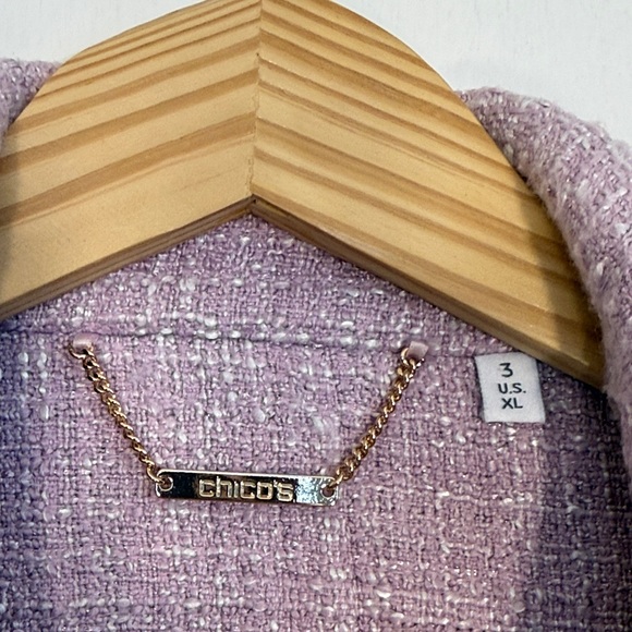 Chico's Lavender Short-Sleeve Blazer Lady Jacket with Gold Buttons XL or 3 - Picture 2 of 4